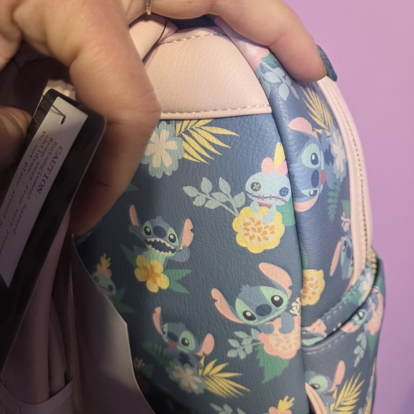 Disney Blue and Pink Stitch Backpack - Picture 3 of 5